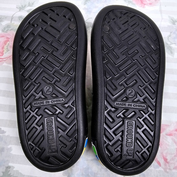 Ground Up Super Mario Luigi Kids Slides Sandals Black Red Green Size 2 - Picture 3 of 9